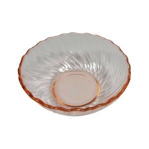 Arcoroc Pink Rosaline Swirl Bowl Vintage Crystal France 2" Tall x 5" Candy Dish